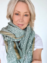 Silk edge Shawl scarf soft green